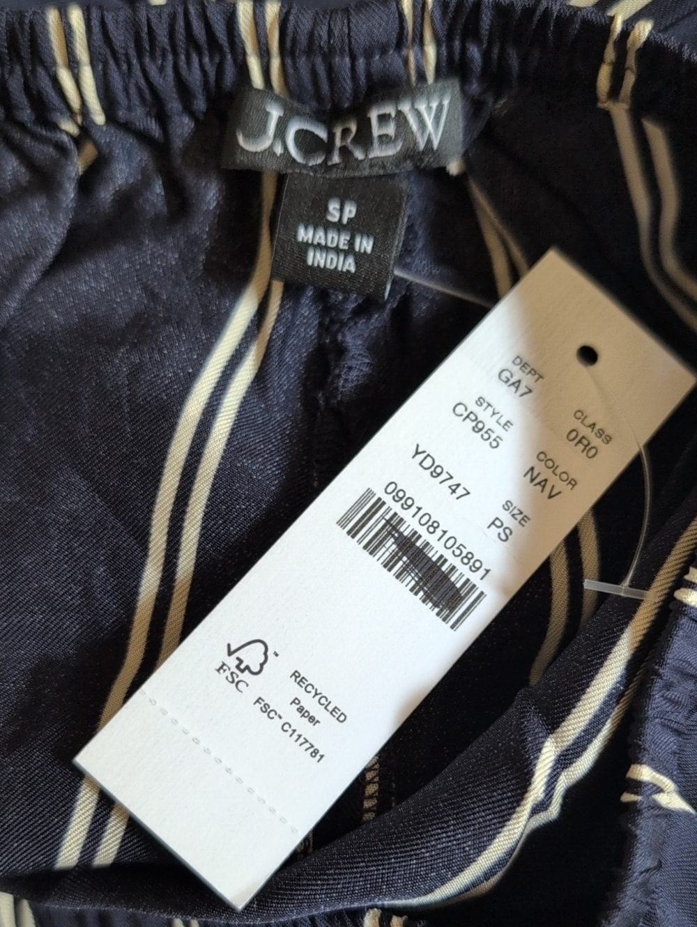 J Crew Petite Cosmo pant in stripe CP955 Size S NWT Navy White - Picture 5 of 9